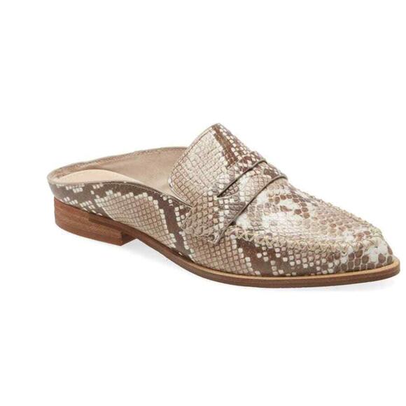 KELSI DAGGER BROOKLYN Sanders Snake Print Leather Mules Size 9 - Picture 1 of 9